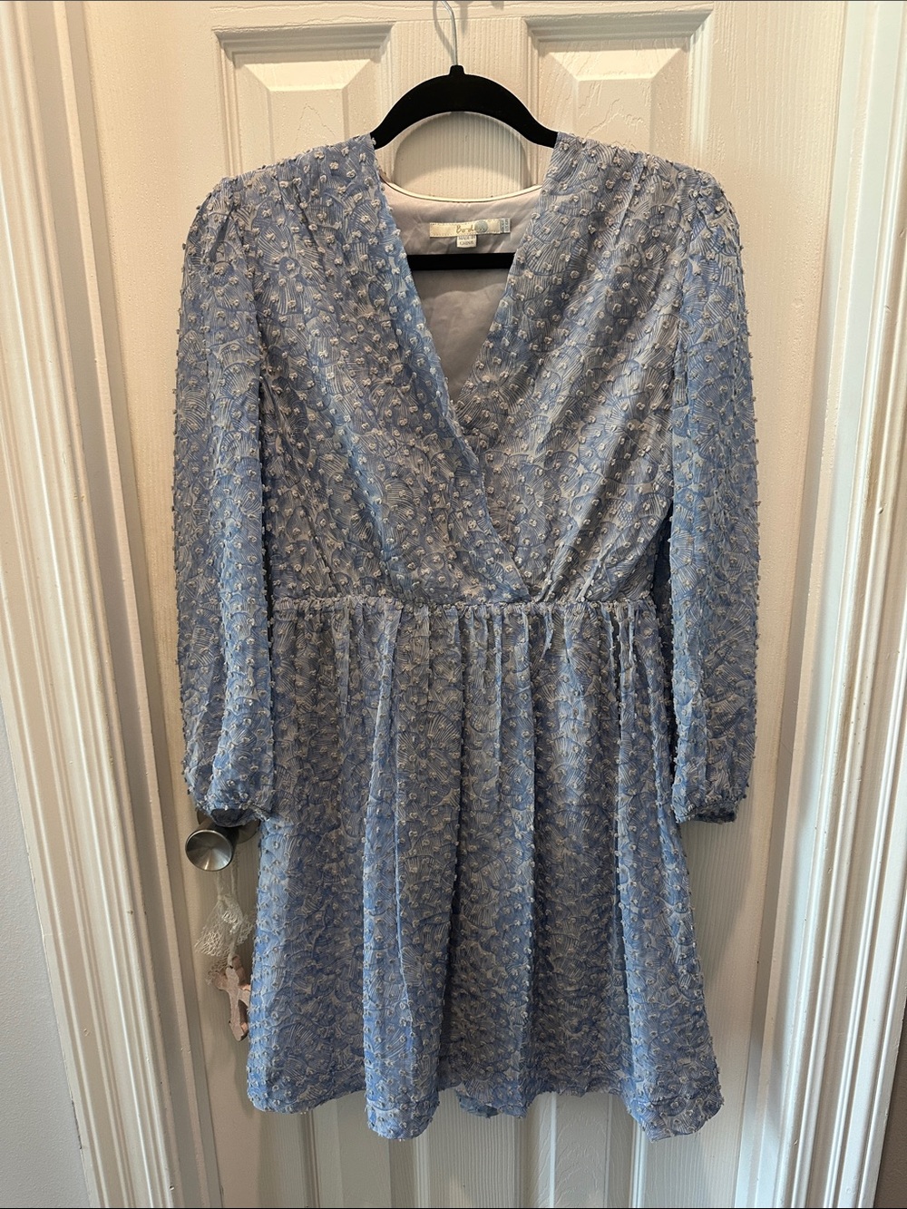 Boden Textured Light Blue V-Neck Women's Dress